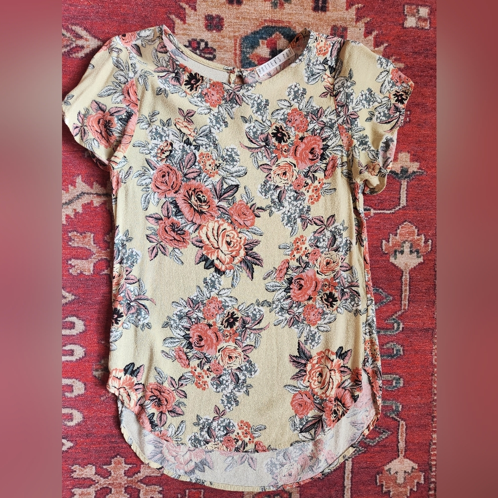 Potter's Pot Floral Blouse - Cream and Pink